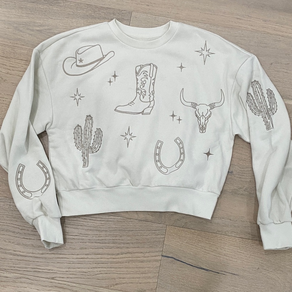 Cowgirl Charm Graphic Crew Neck Sweater
